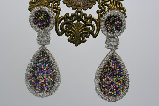 Bright & Stylish Chunky & Fancy Earrings with alluring multi coloured Stones GERTRUDE